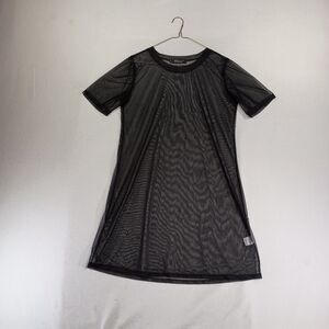 Sheer Mesh Mini Dress Womens Size L Black Whimsigoth Grunge Cyber Punk Indie